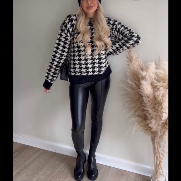 MM Zara Houndstooth chunky knit sweater - Picture 3 of 8